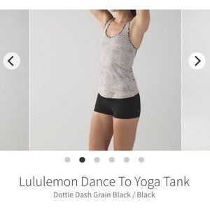 Lululemon Size 6 Dance To Yoga Tank Top Dottie Dash Grain Tan Black Mesh Bra